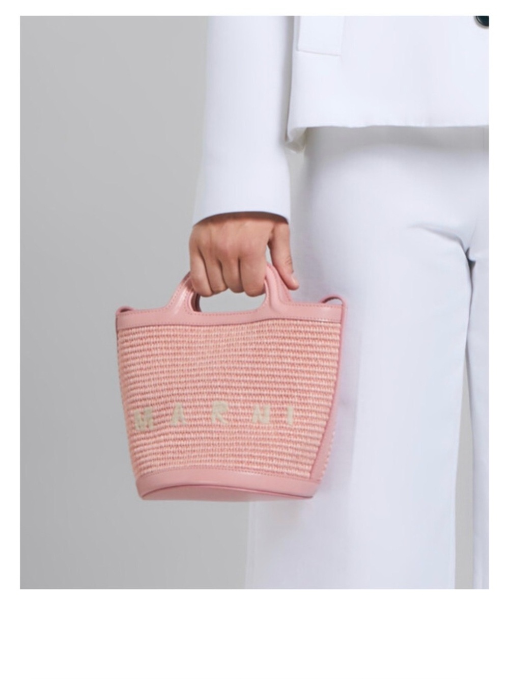 Marni Pink Woven Bucket Tote with Leather Trim - Picture 8 of 8